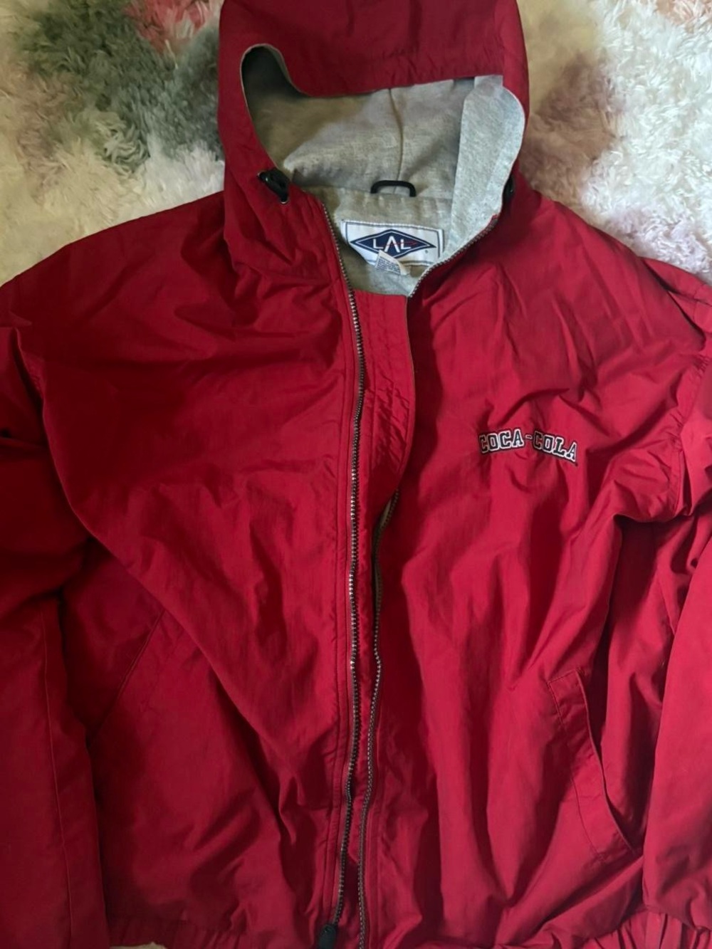 Coca Cola Red Hooded Windbreaker with Embroidered Logo